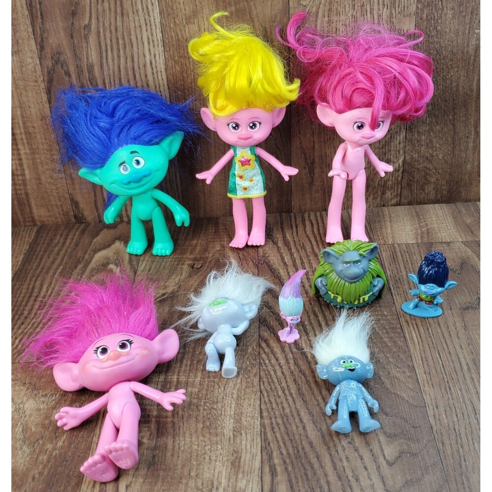 Trolls Movie Lot of 9 Figures Dolls